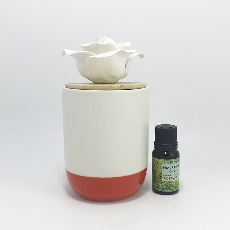Ceramic flower essential oil aroma diffuser London with wooden lid